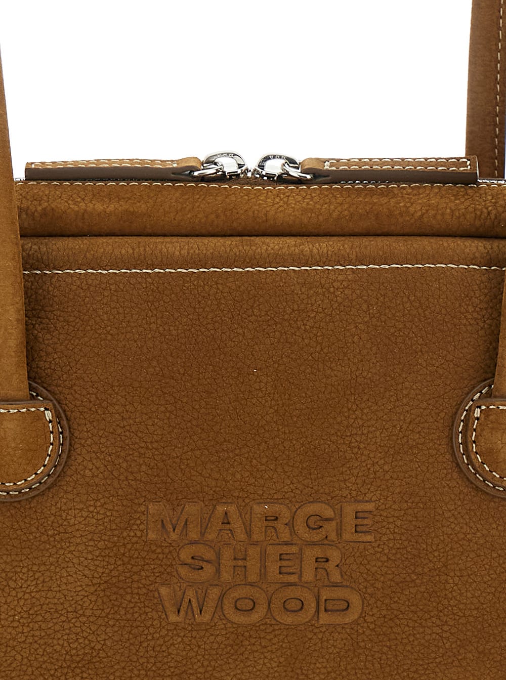 MARGE SHERWOOD BROWN SHOULDER BAG WITH LOGO LETTERING ON THE FRONT IN SOFT LEATHER WOMAN 