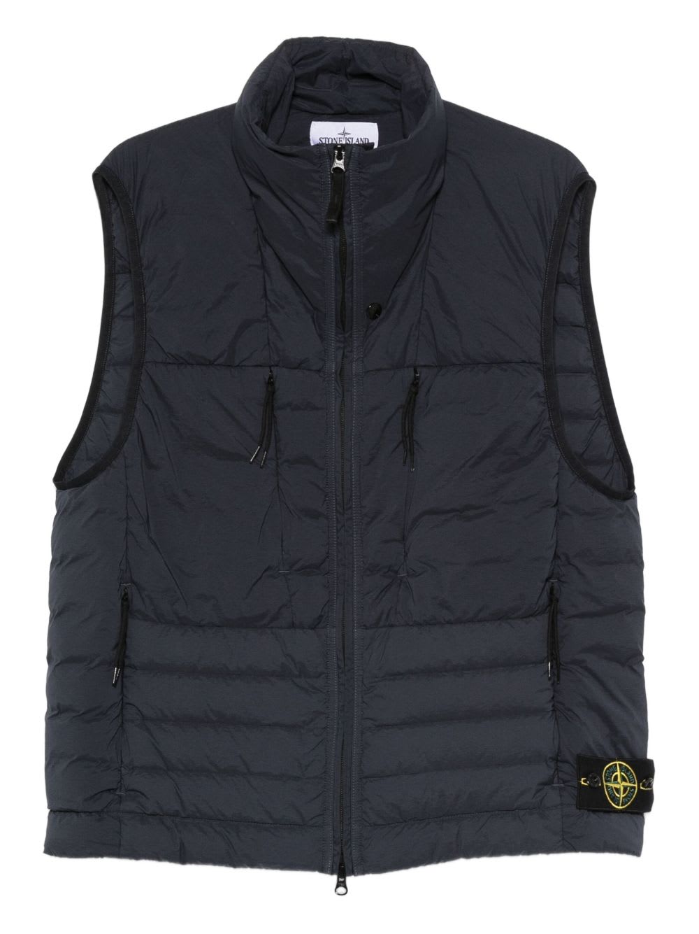 Stone Island Nylon Down Vest In Blue