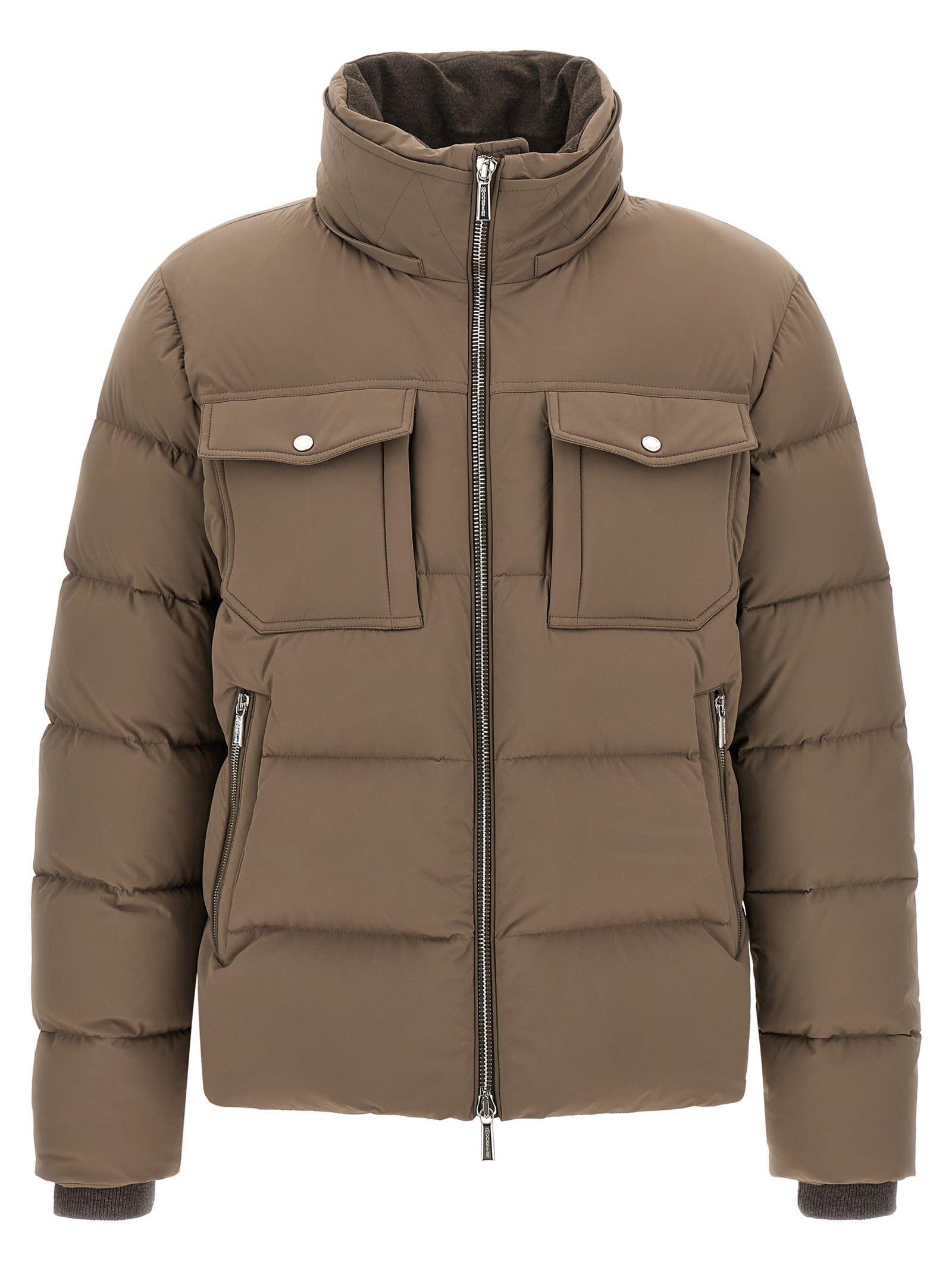 Moorer Alarick Quilted Flap-pocket Jacket In Brown