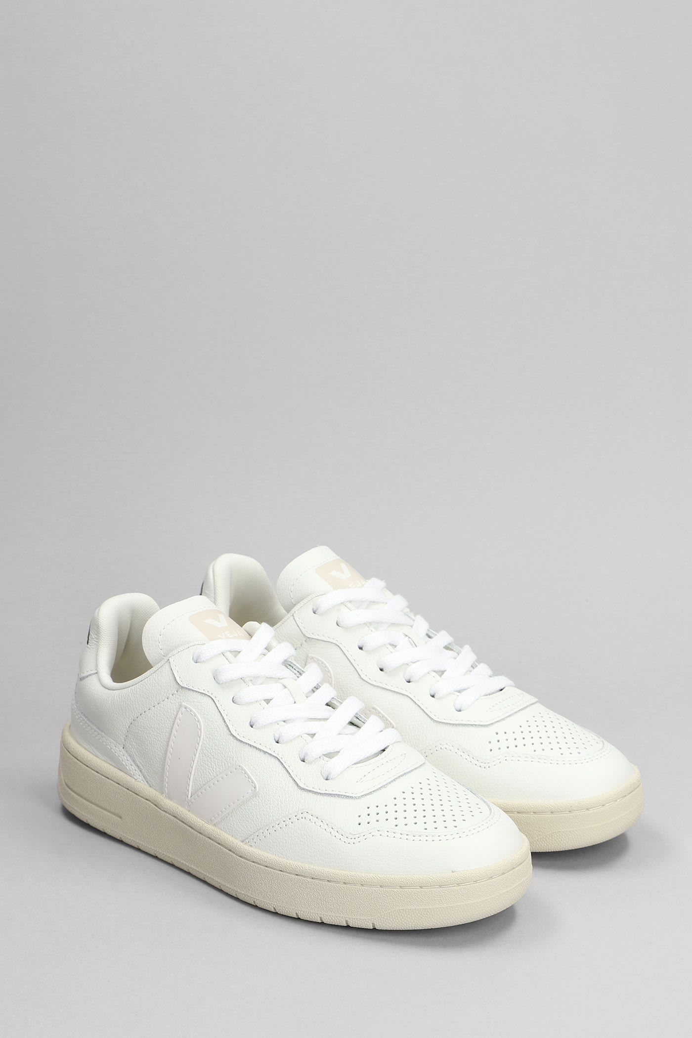 Shop Veja V-90 Sneakers In White Leather