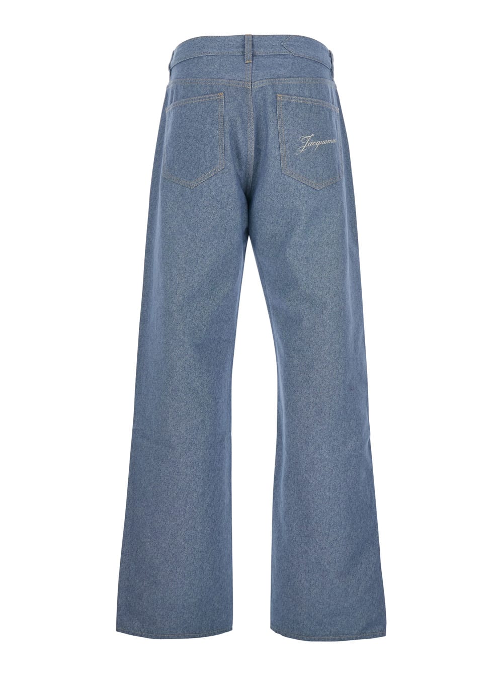 Jacquemus Straight Cut Denim Trousers Pockets In Blue