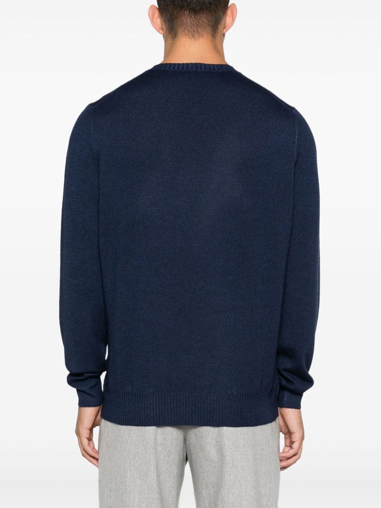 Shop Fay Navy Blue Virgin Wool Sweater