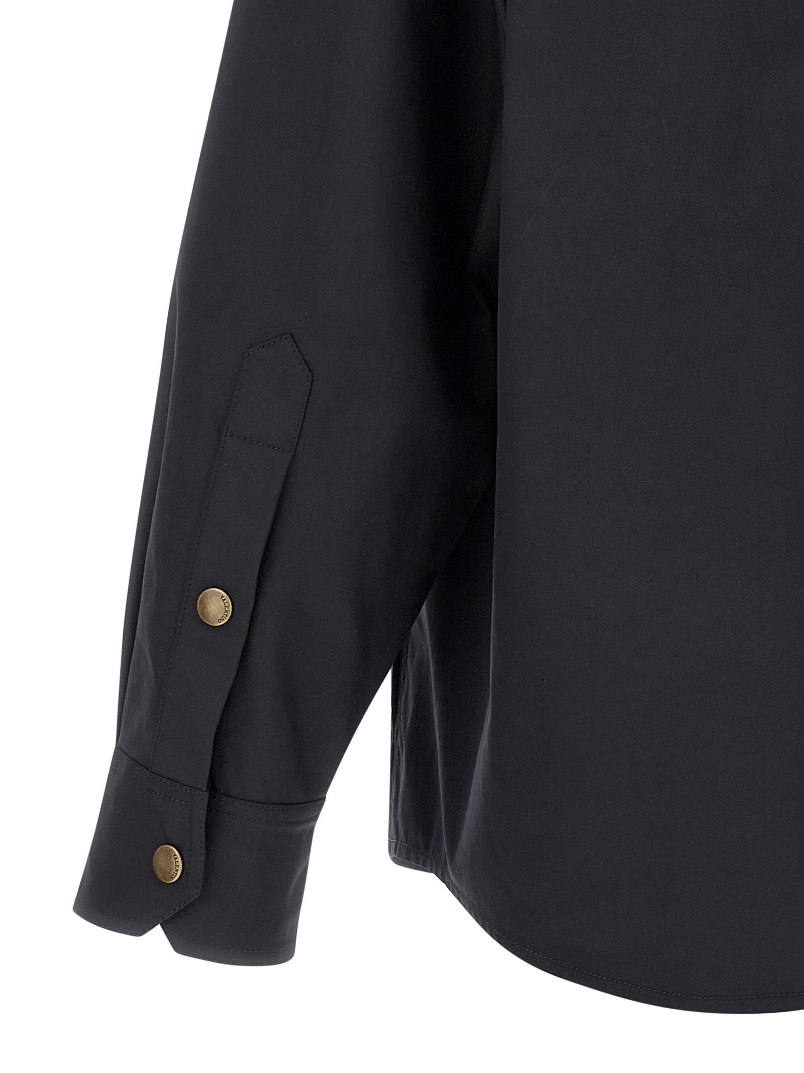 Valentino Garavani Man Shirt Black Size 38 Polyester, Elastomultiester In Blue