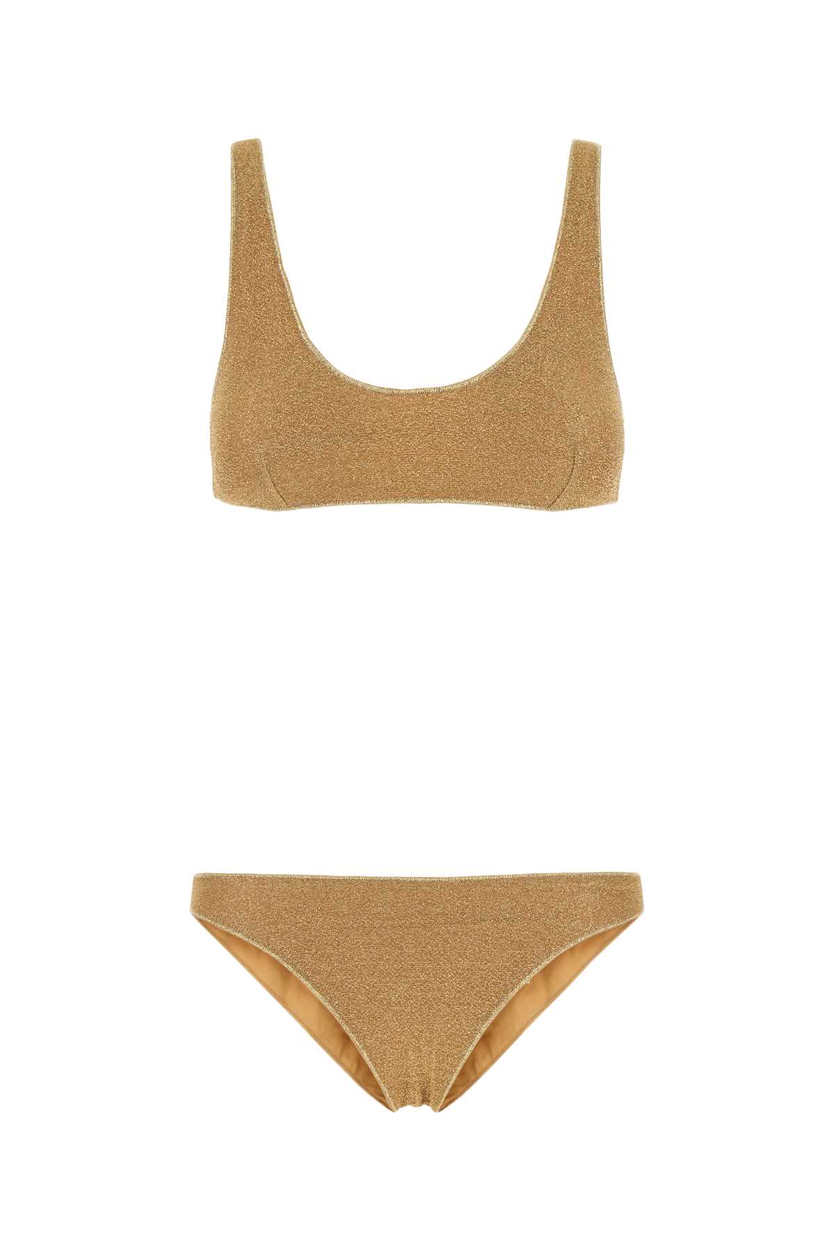 Oseree Gold Nylon Blend Lumiere Bikini In Gold