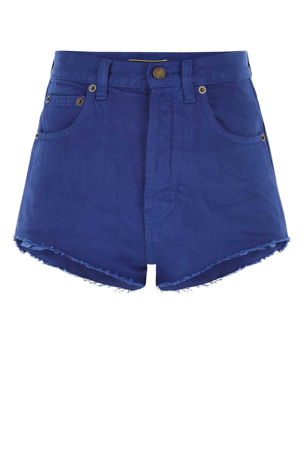 Shop Saint Laurent Electric Blue Denim Shorts In 4949