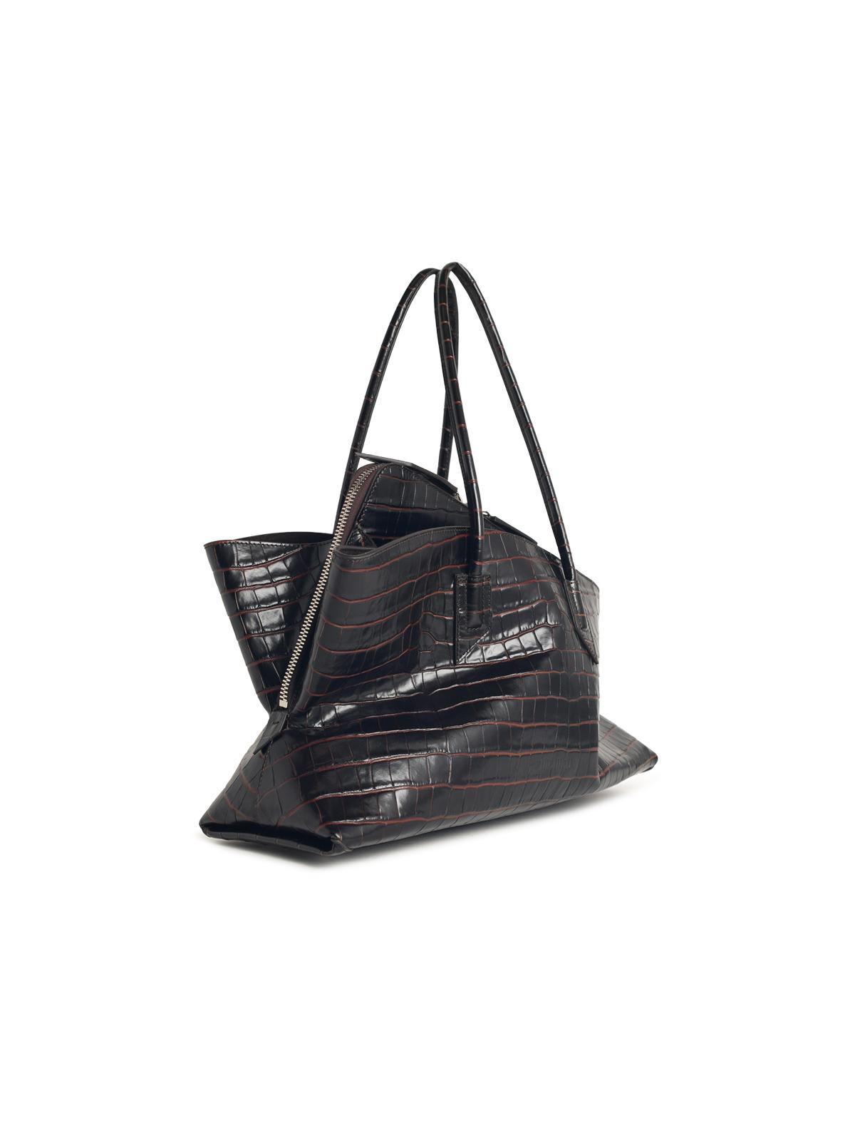 Attico La Passeggiata Coffee Medium Leather Bag In Brown