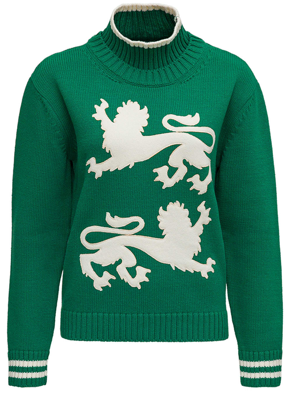 Philosophy di Lorenzo Serafini Green Wool Sweater With Jacquard Detail