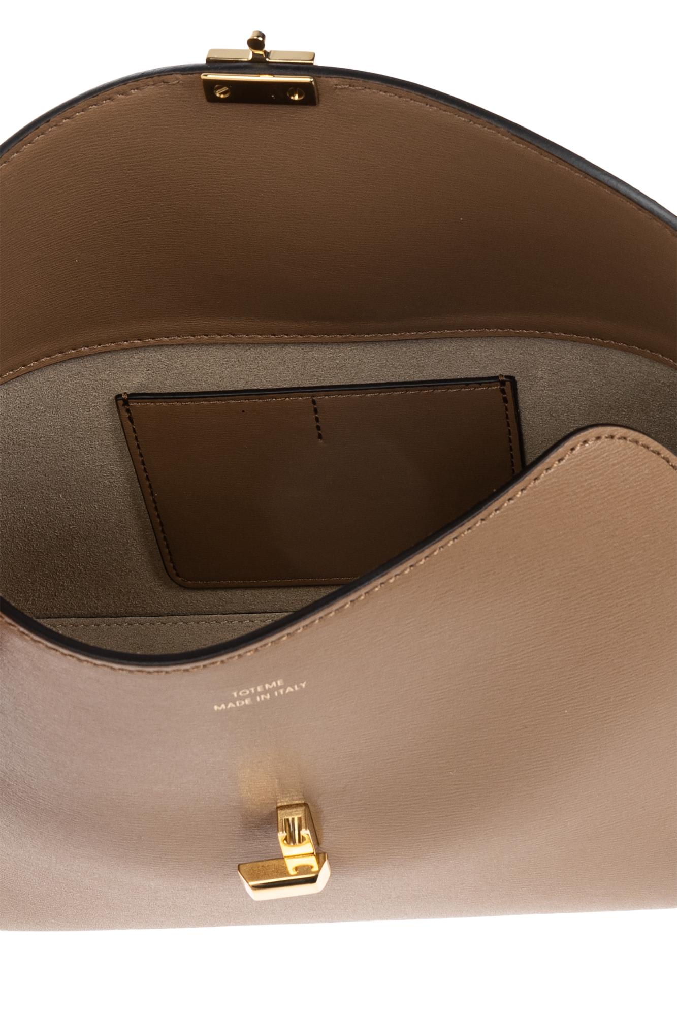 Totême Taupe T-lock Leather Clutch In Brown