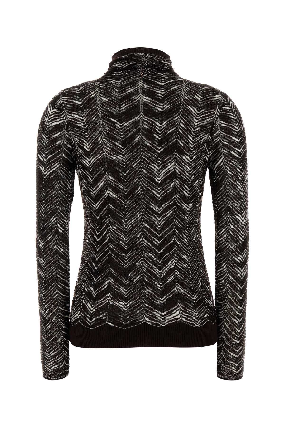 Missoni Chevron Pattern Knit Sweater With Mock Neck In Multi