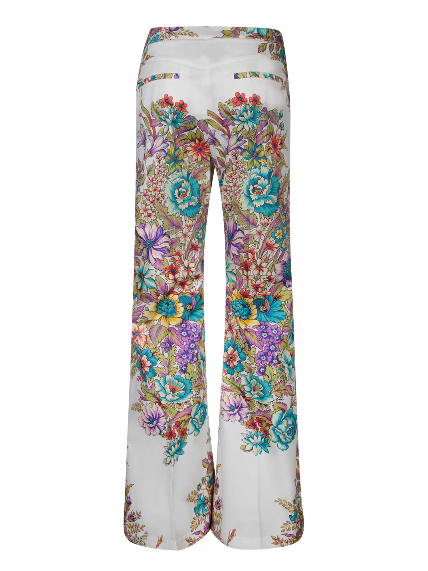 Shop Etro Bouquet Print White/multicolor Trousers