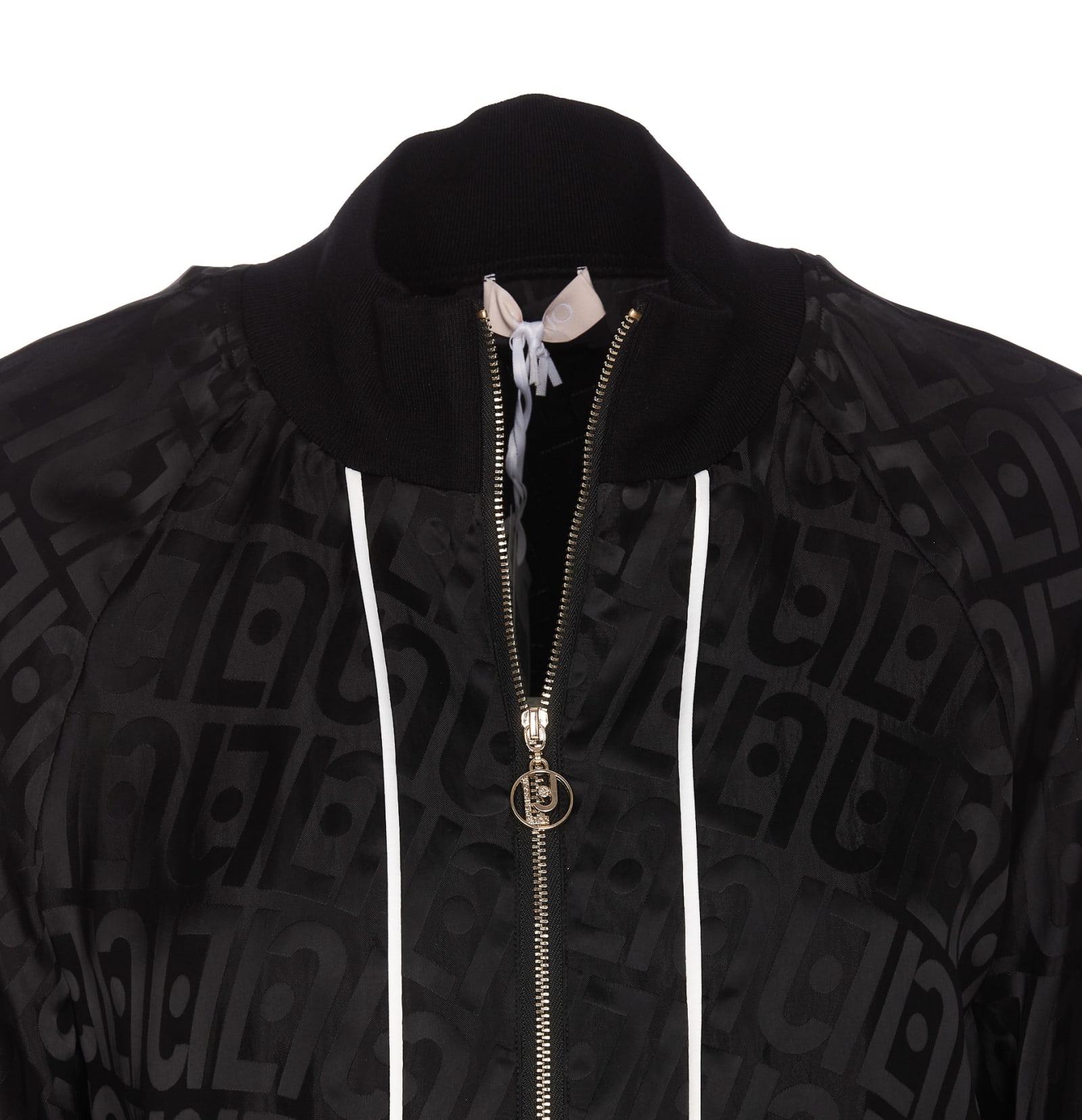 Shop Liu •jo Logo Zip Jacket In Black