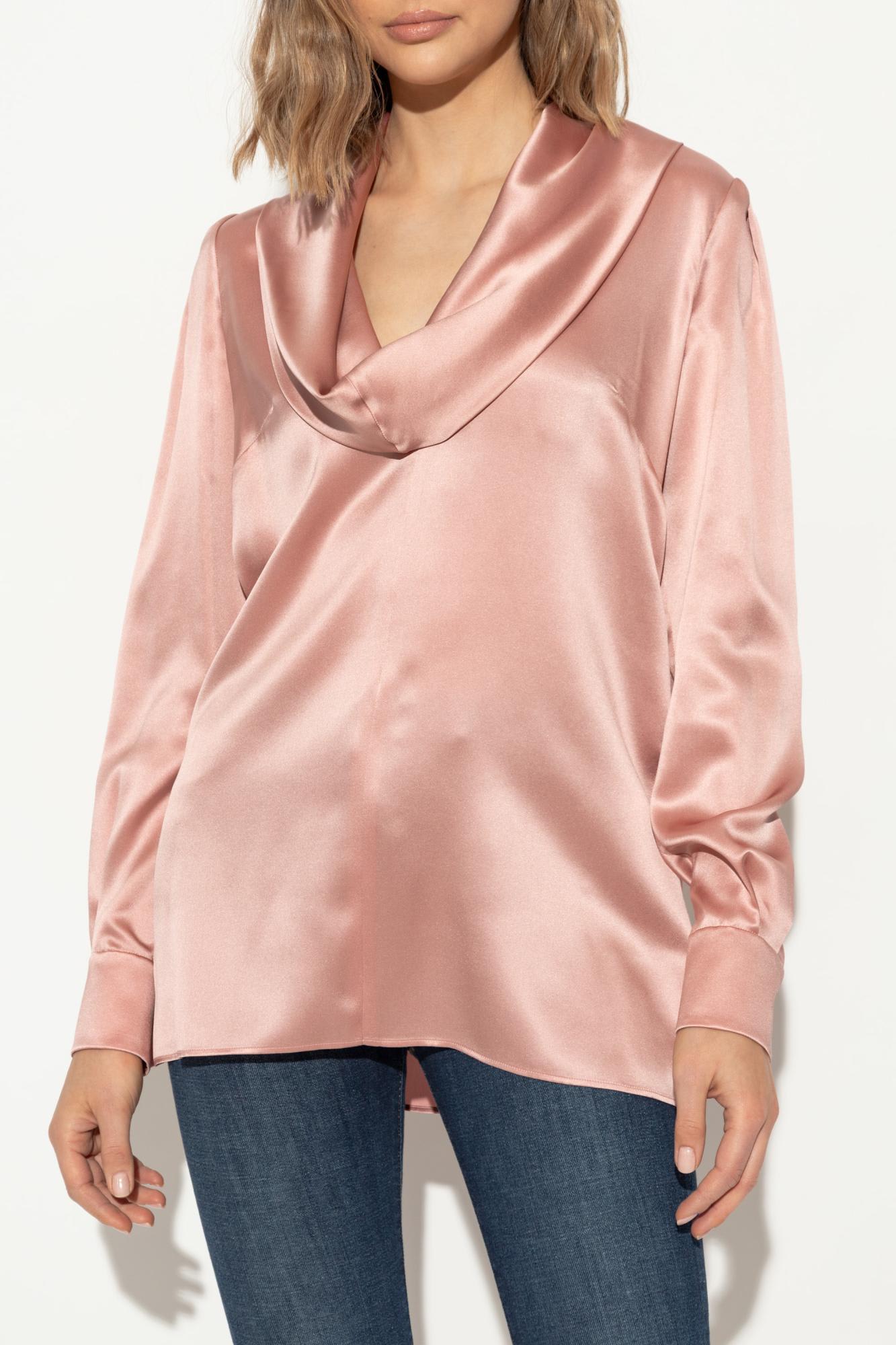 Dolce & Gabbana Silk Top With Draped Neckline In Pink