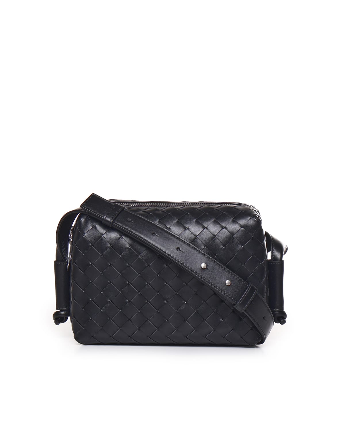 Shop Bottega Veneta Camera Bag With Woven Loop In Black