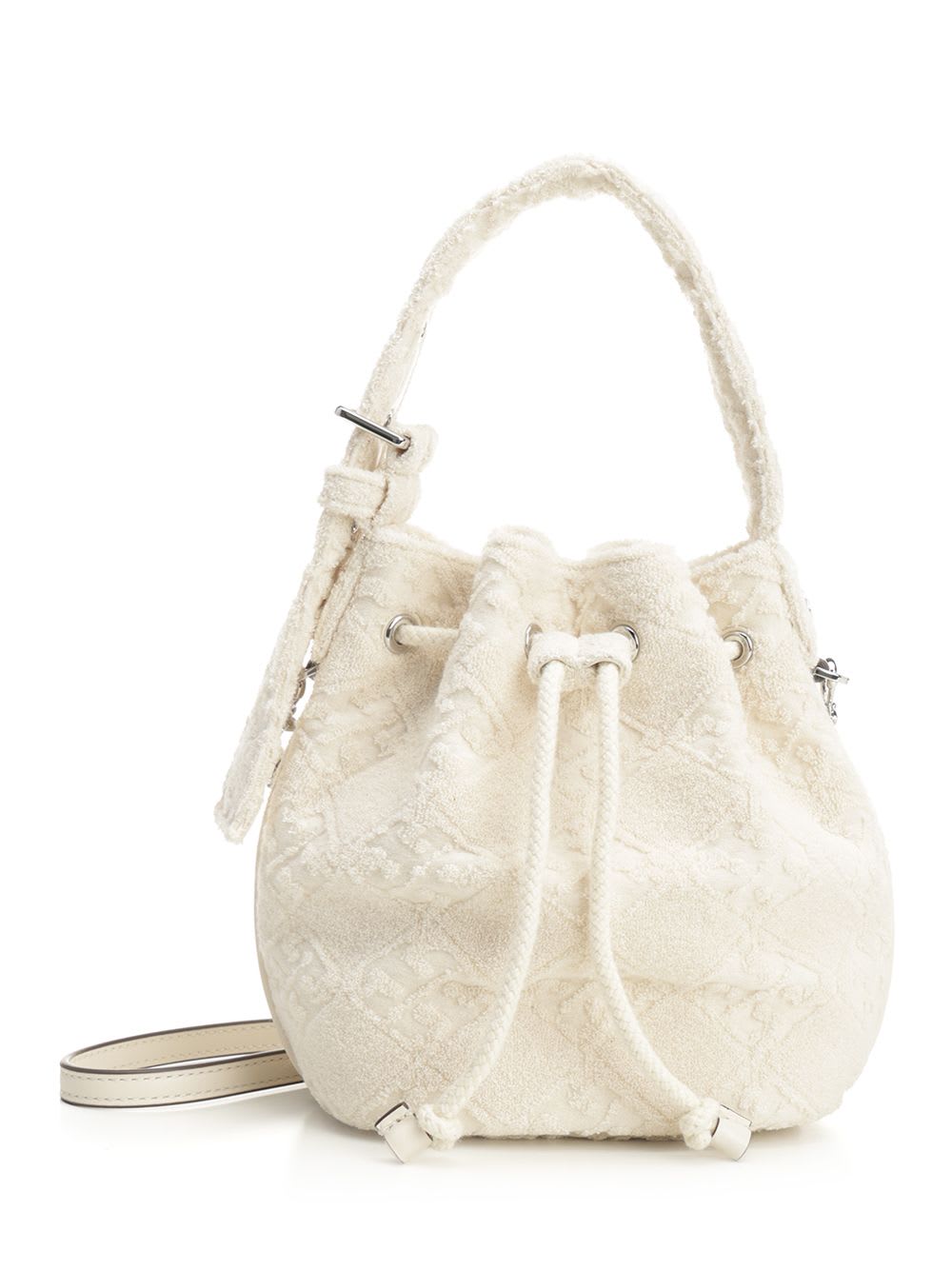 Tory Burch T Monogram Mini Bucket Bag In White