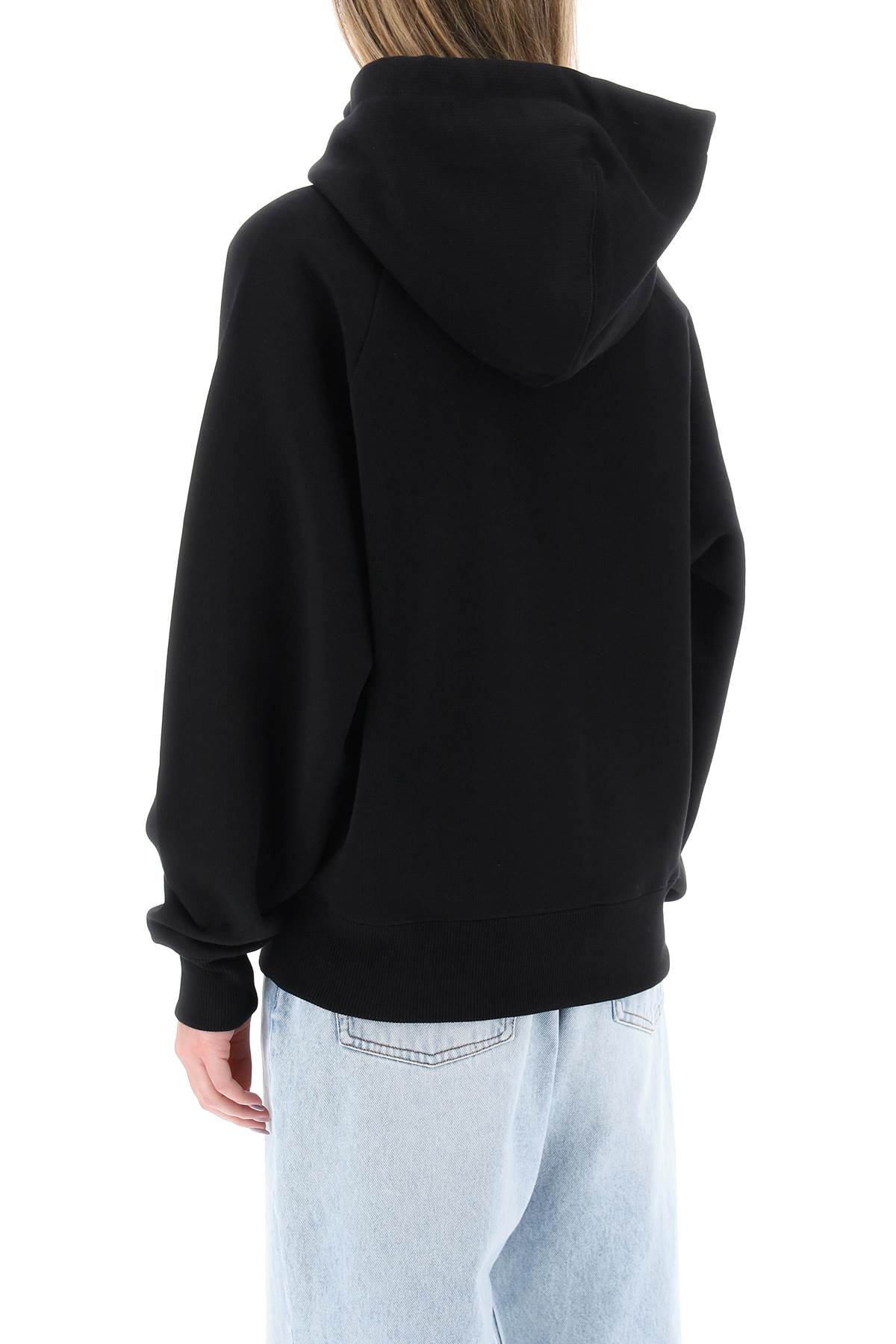 Shop Ami Alexandre Mattiussi Organic Cotton Hoodie With Hood In Noir (grey)