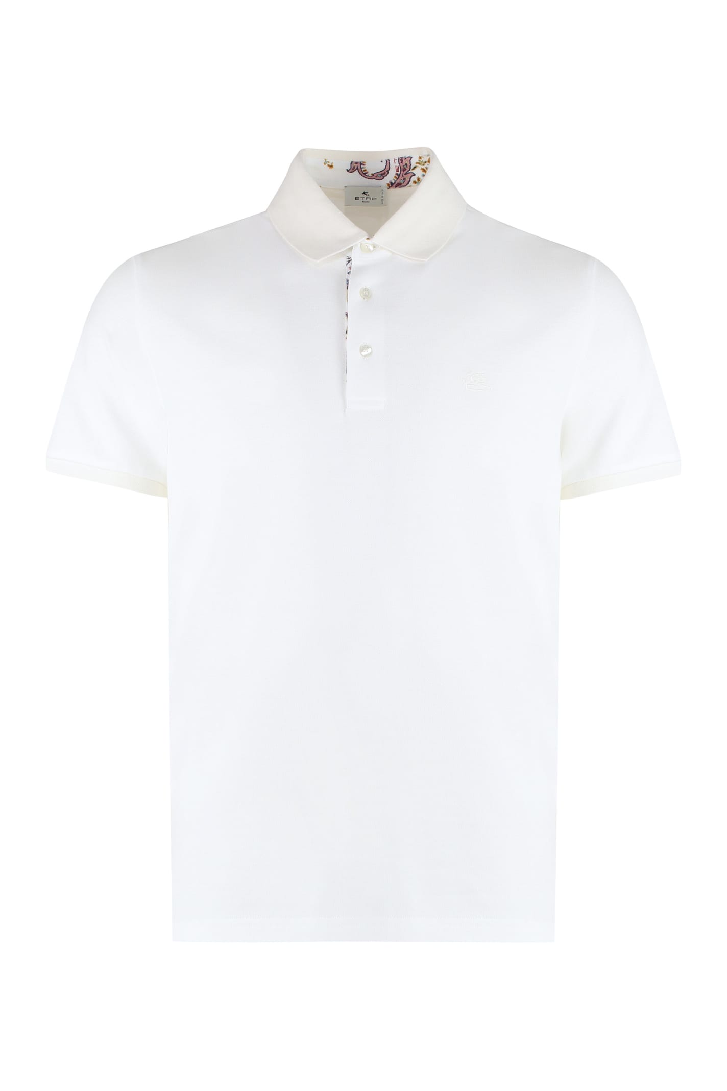 Shop Etro Short Sleeve Cotton Polo Shirt In White