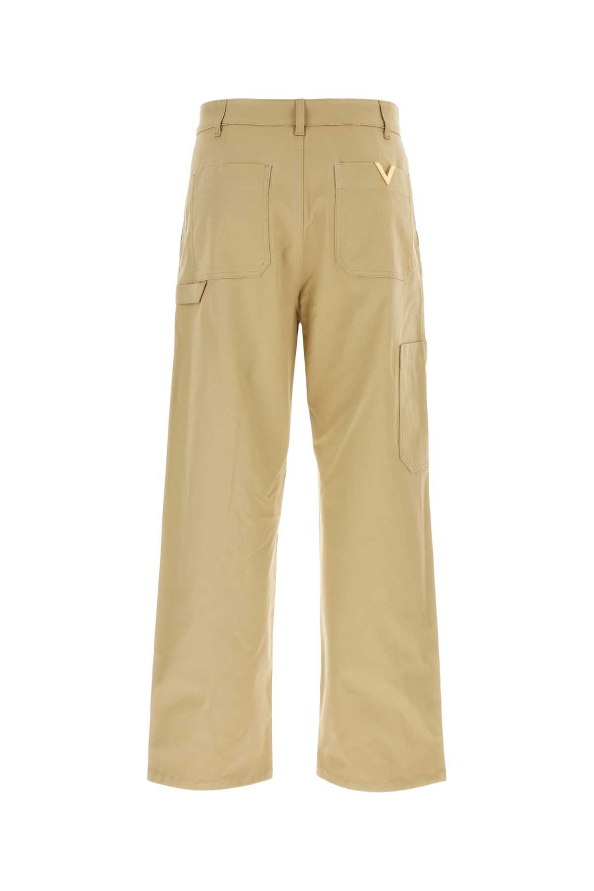 Valentino Stretch Canvas Cargo Pants For Men. In Beige