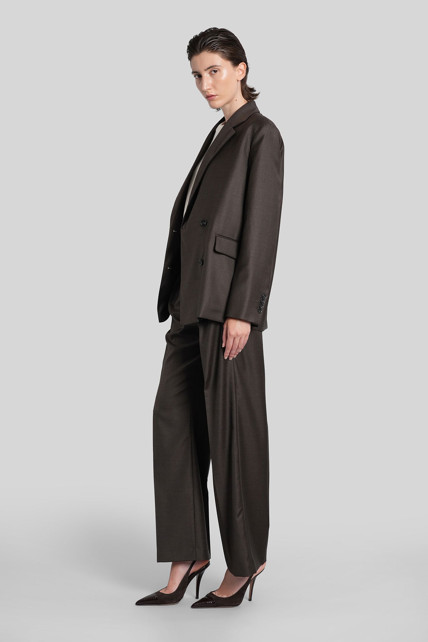 Loulou Studio Sibiru Lds Pants In Brown Wool In Brown