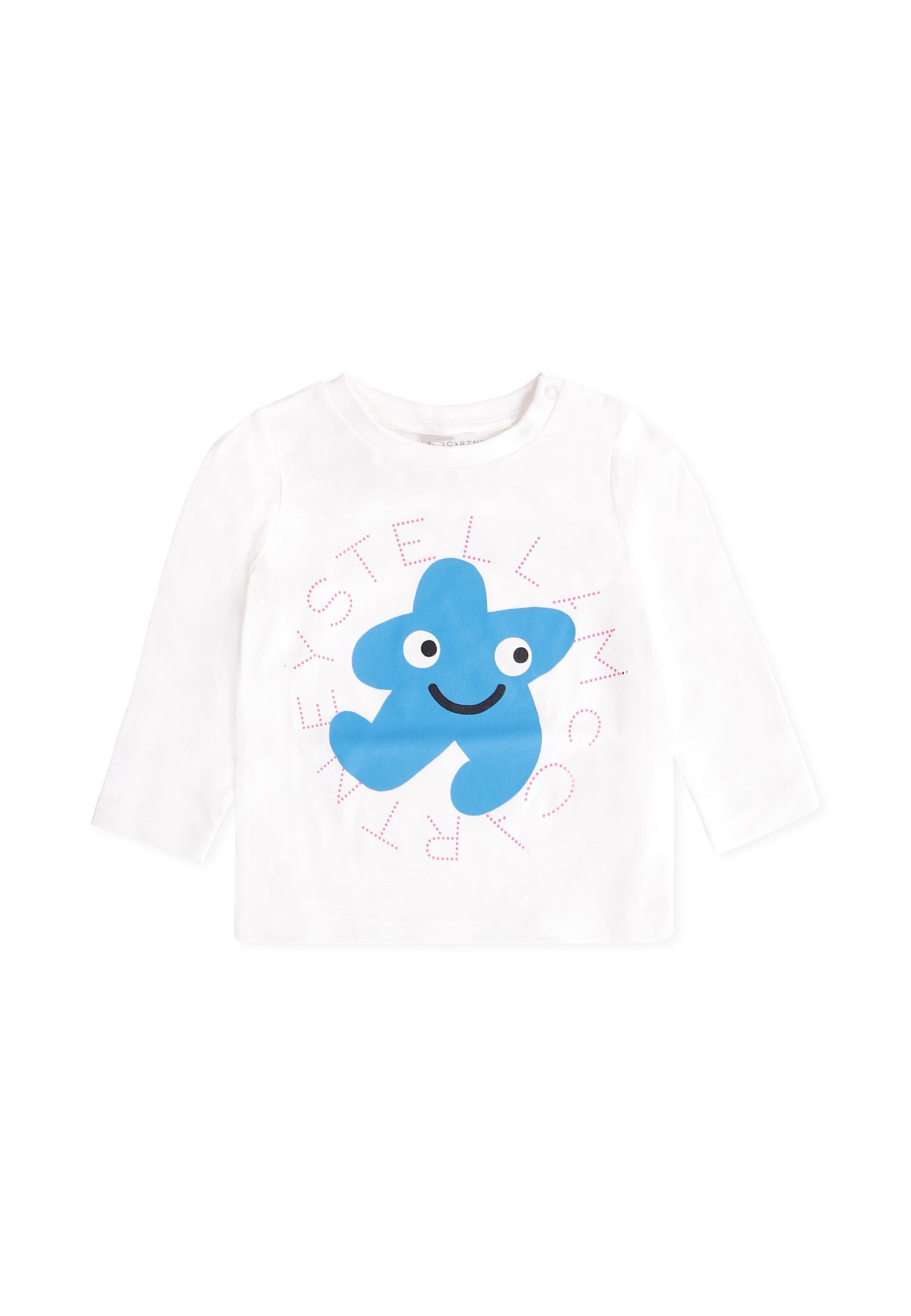 Stella Mccartney Ivory T-shirt For Baby Boy With Blue Star And Logo In White