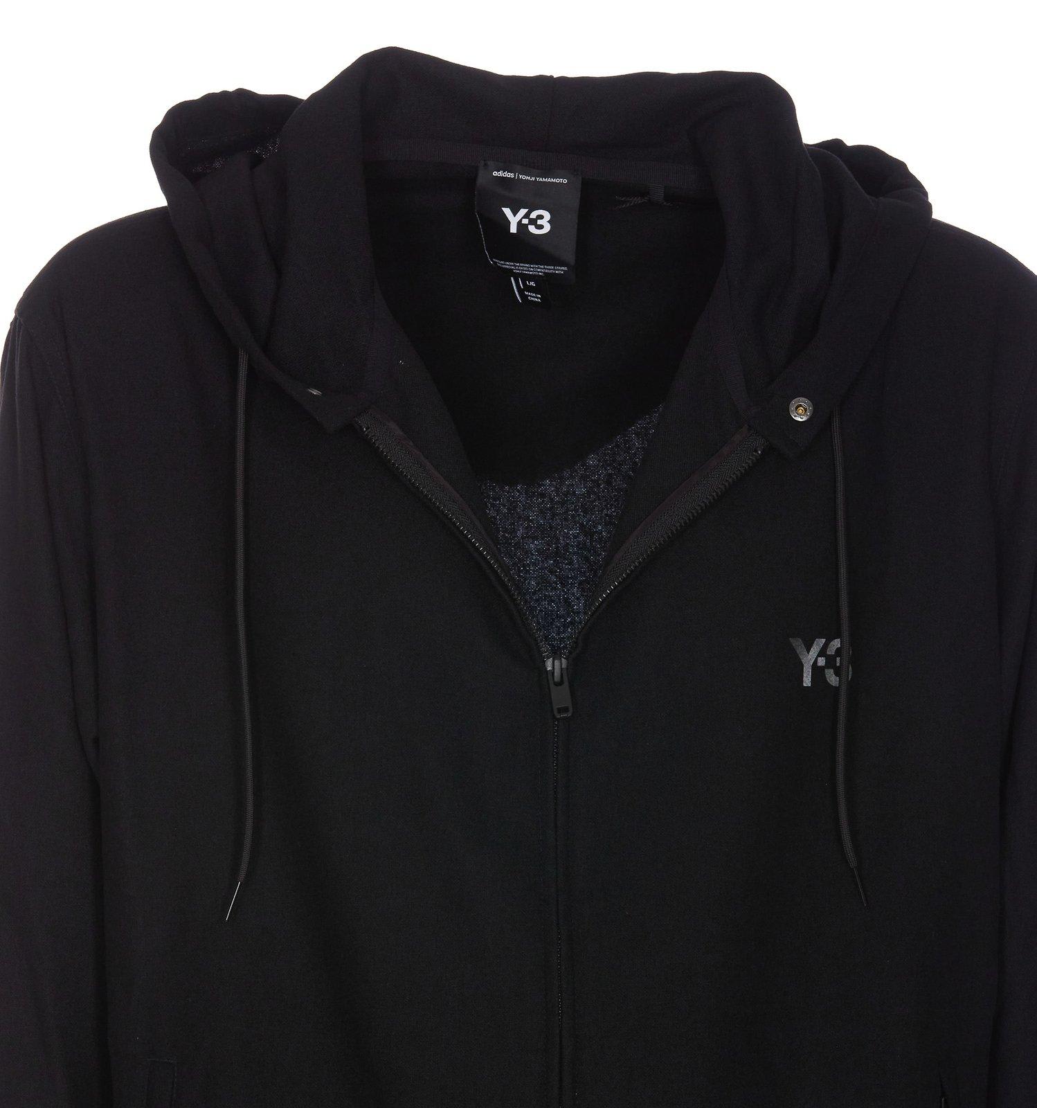 Shop Y-3 Zipped Drawstring Hoodie In Black