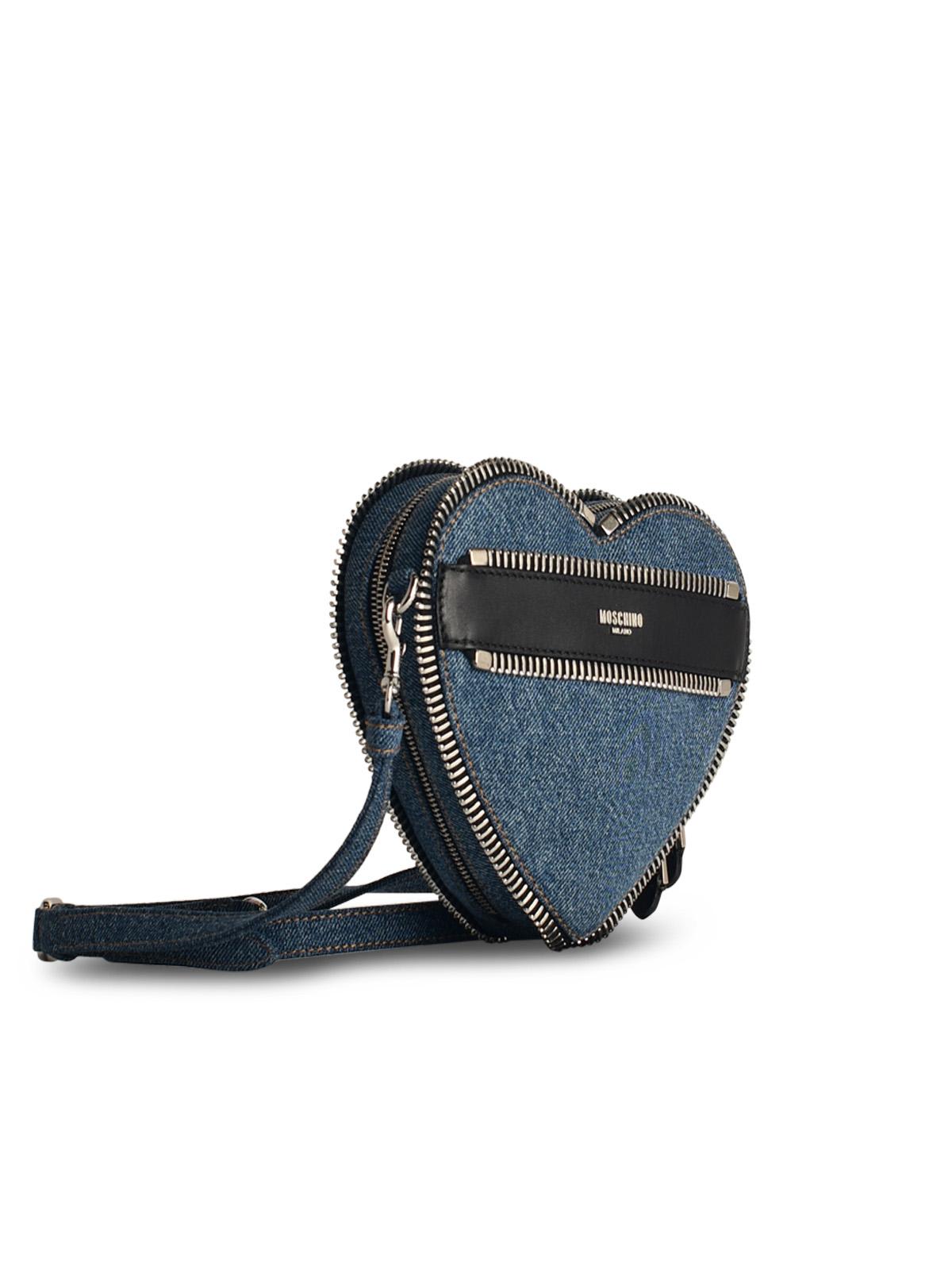 Shop Moschino Blue Denim Crossbody Bag