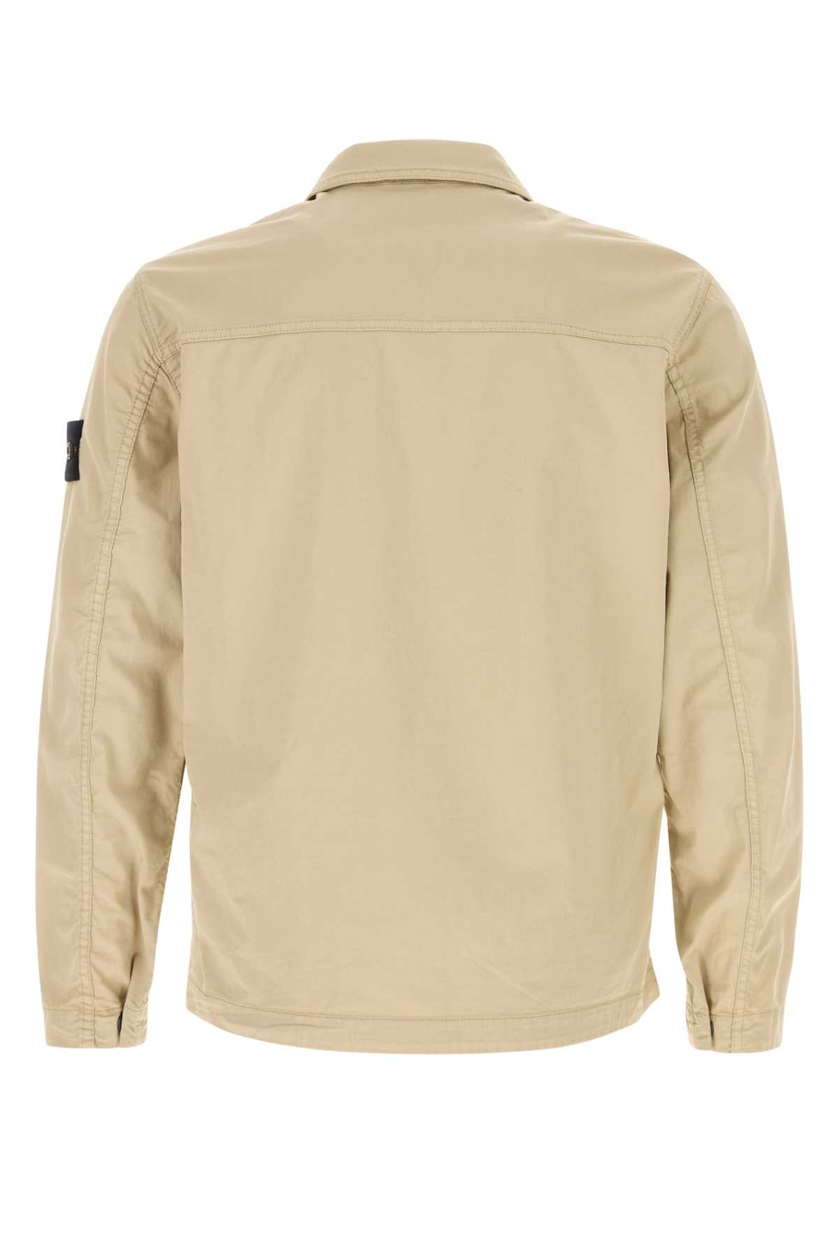 Stone Island Stretch Cotton Jacket With Collar And Pocket In Brown