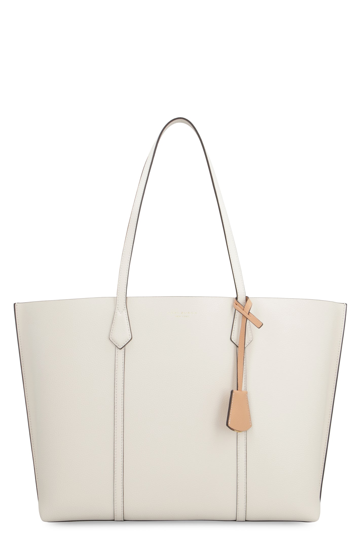 Tory Burch Perry Smooth Leather Tote Bag In White | ModeSens