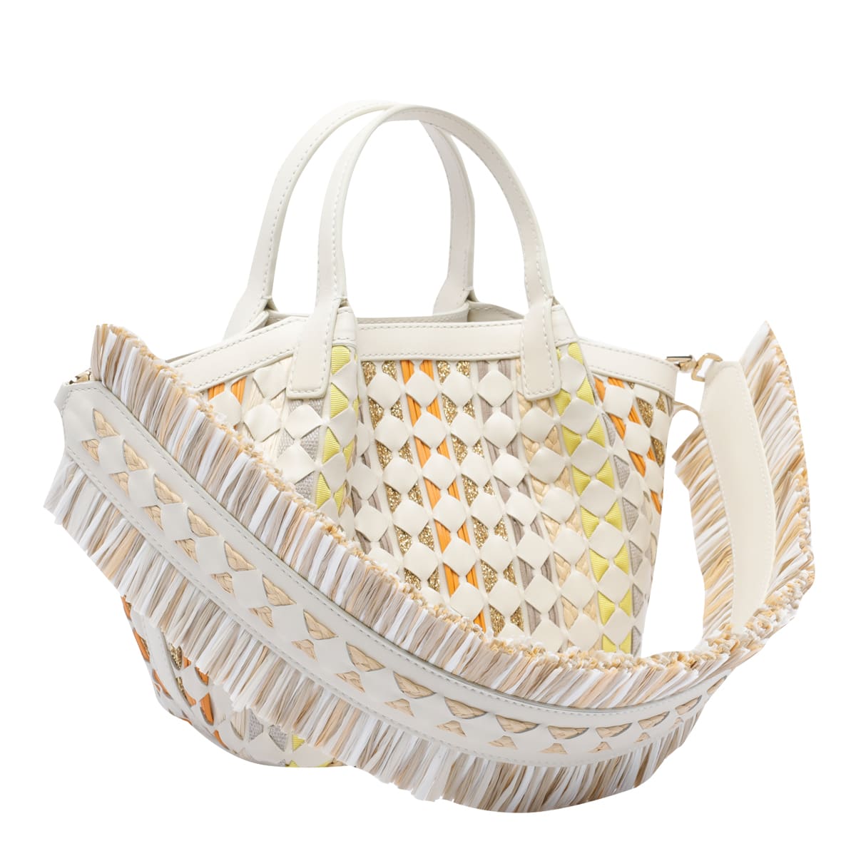 Serapian Mini Mosaico Secret Tote Bag In White