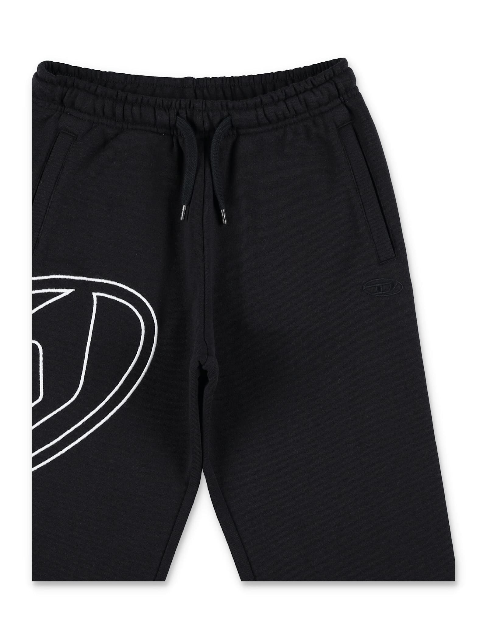 Diesel Kid - Black Sweatpants With Oval D Embroidery In Black