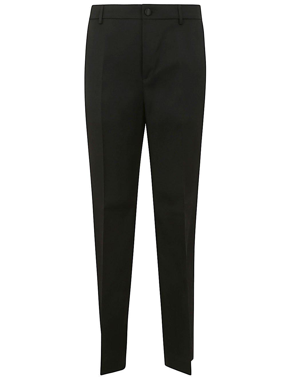 Shop Golden Goose Satin Trim Straight Leg Trousers In Black