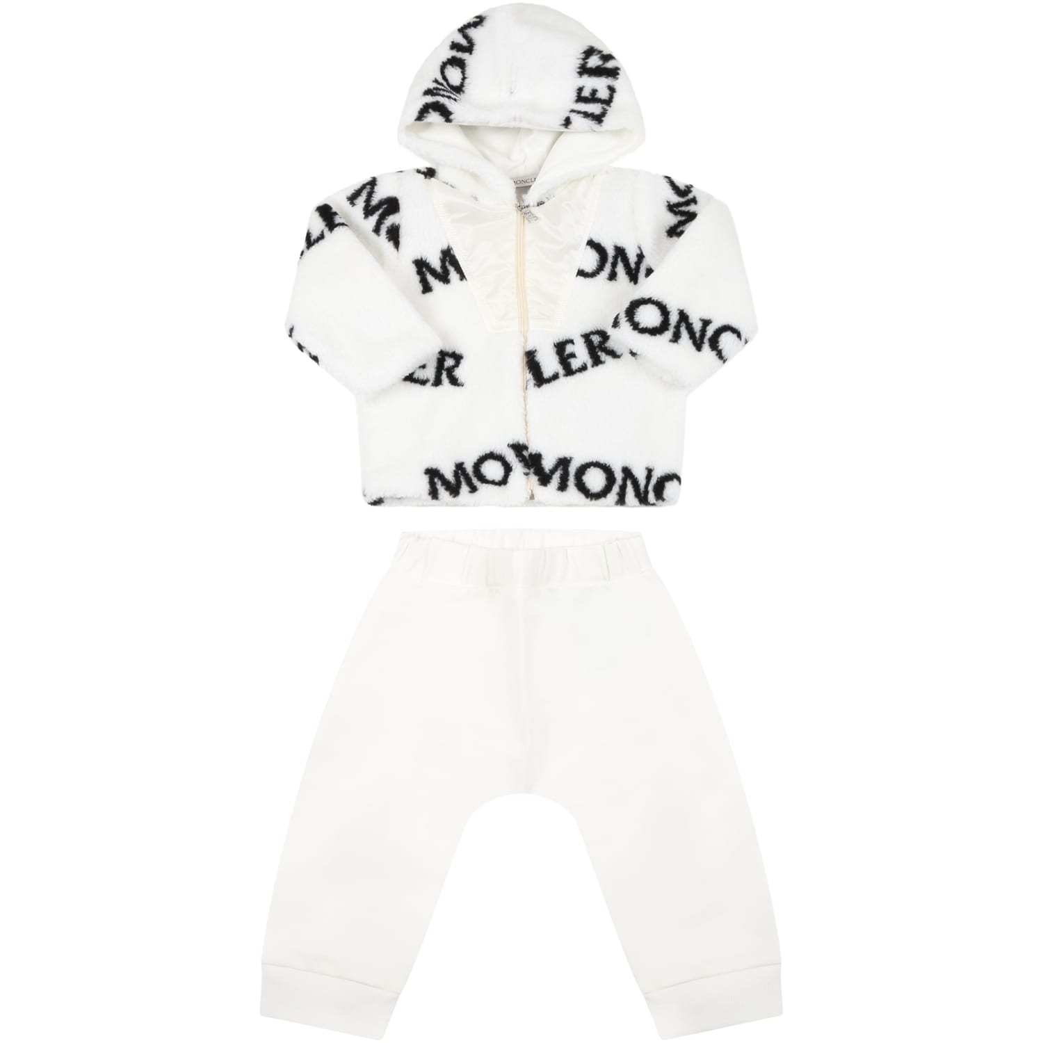 Moncler White Tracksuit For Baby Boy With Logos