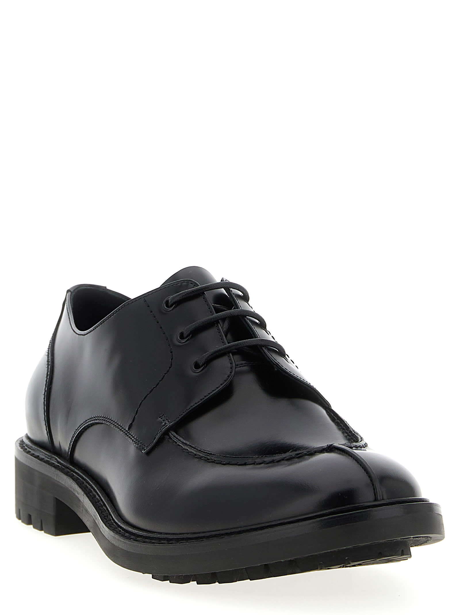 Saint Laurent Smooth Leather Linen Derbies Shoes In Black