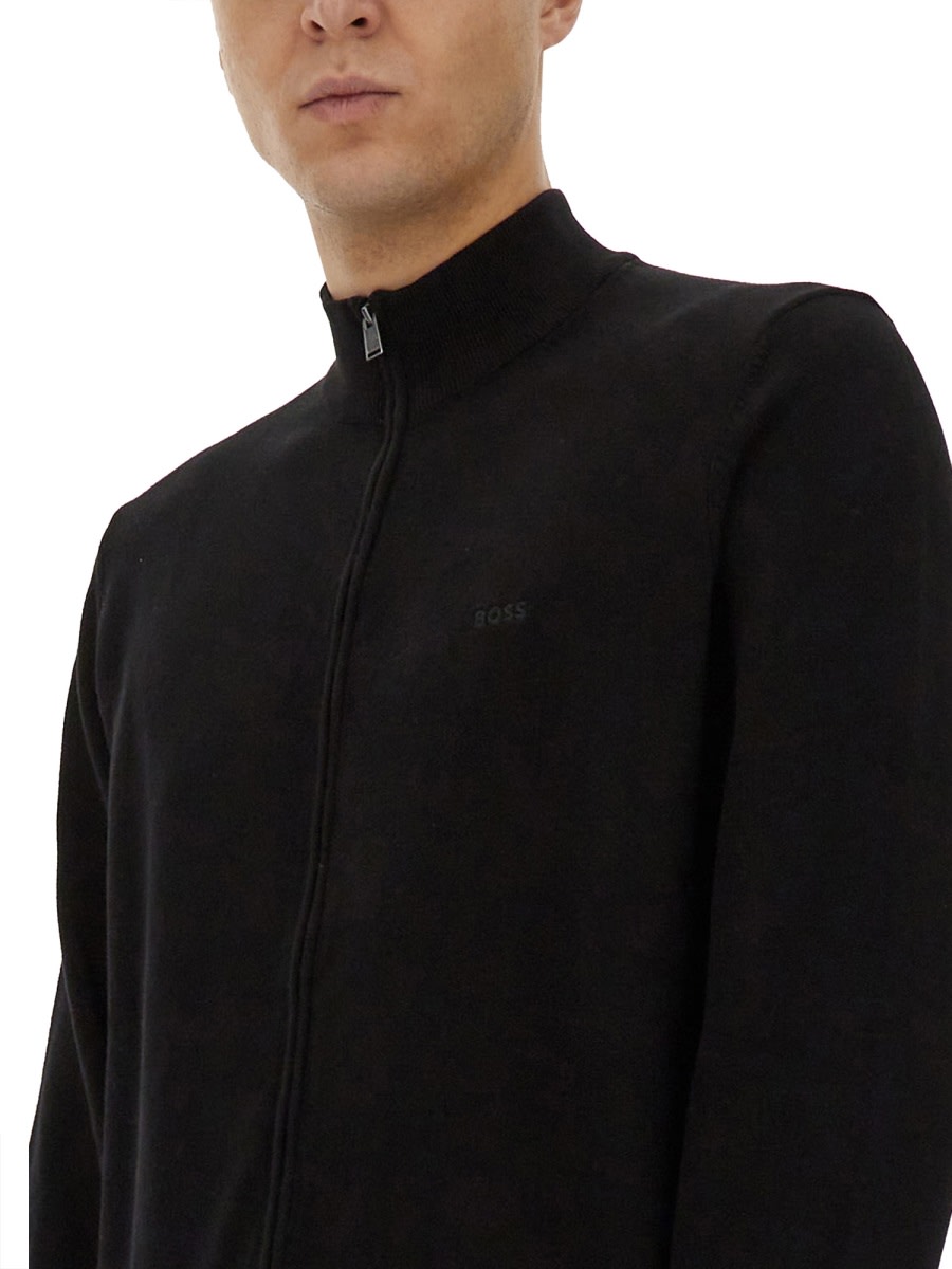 Hugo Boss Boss Shirt With Zip In Black