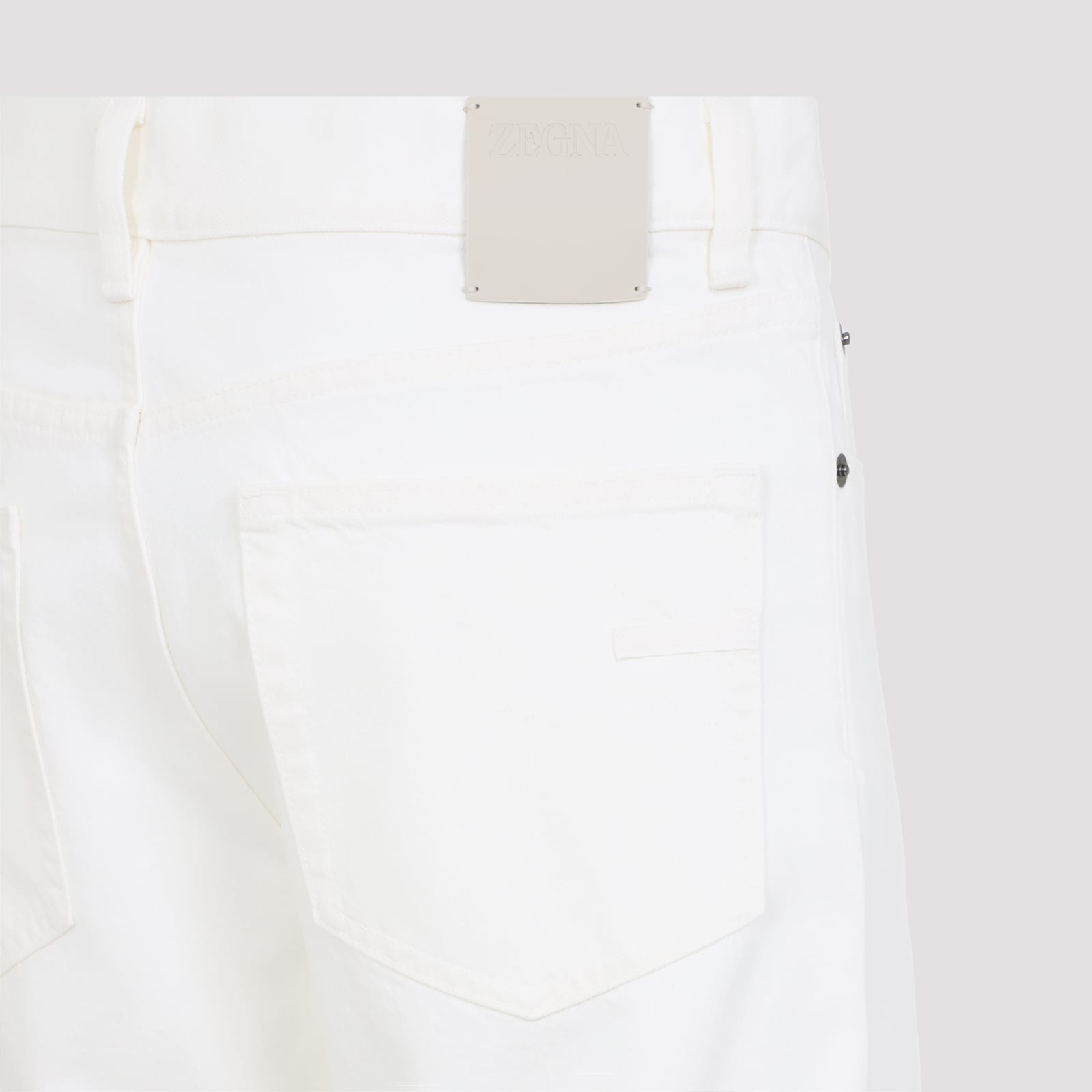 Zegna White Rinse-washed Stretch Cotton Roccia Jeans In Bianco Ottico Unito