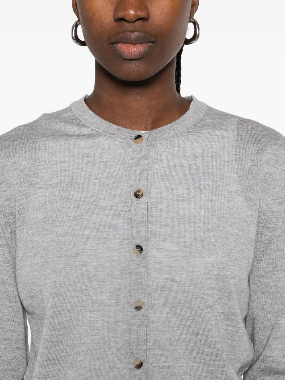 Khaite Button-front Wool-blend Cardigan In Gray