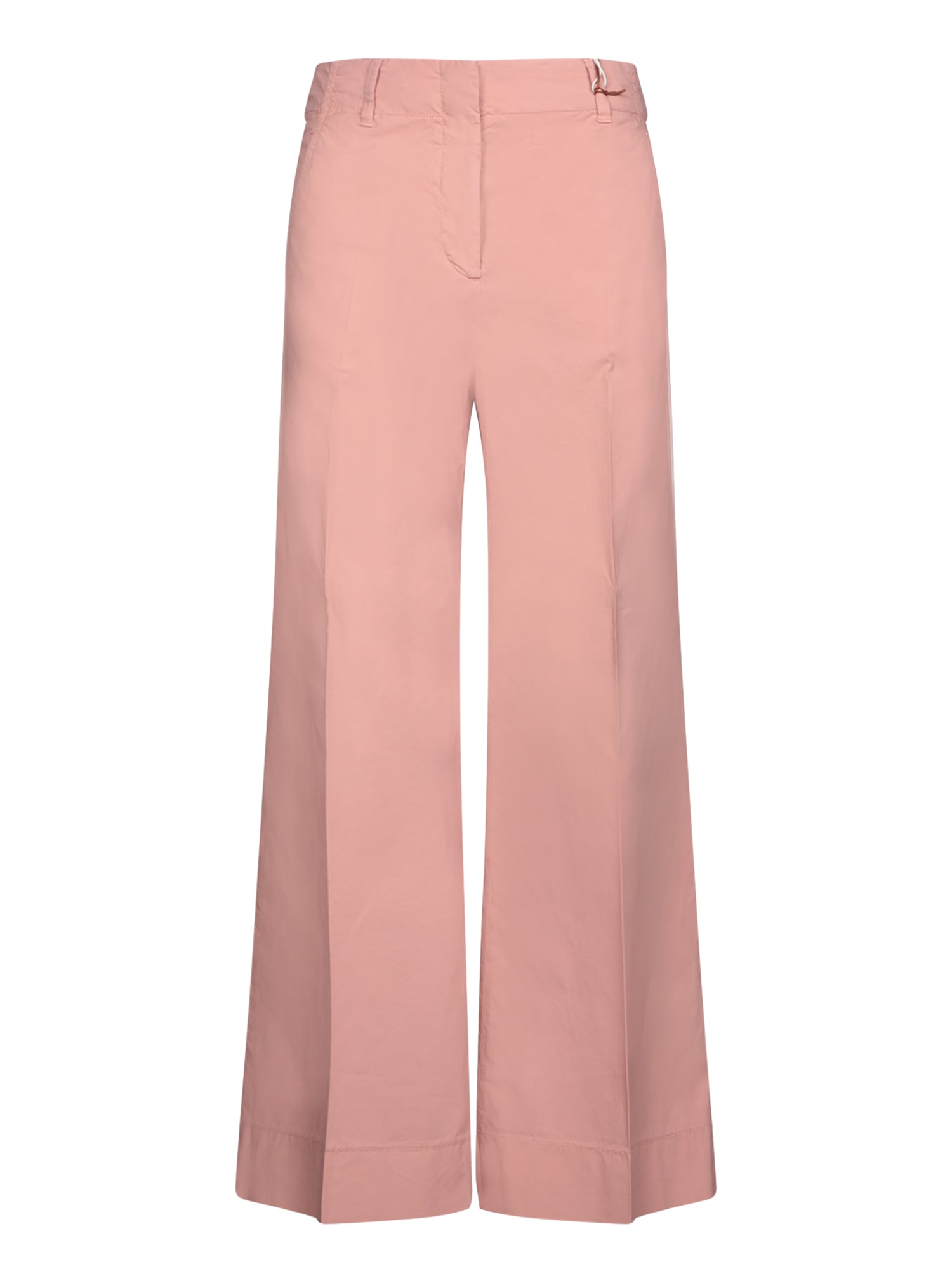 Incotex High-waisted Wide-leg Trousers In Refined Cotton Poplin In Pink