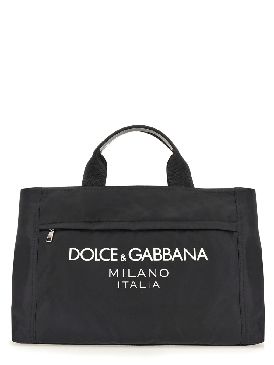 Dolce & Gabbana Borsone In Nylon Con Logo In Black