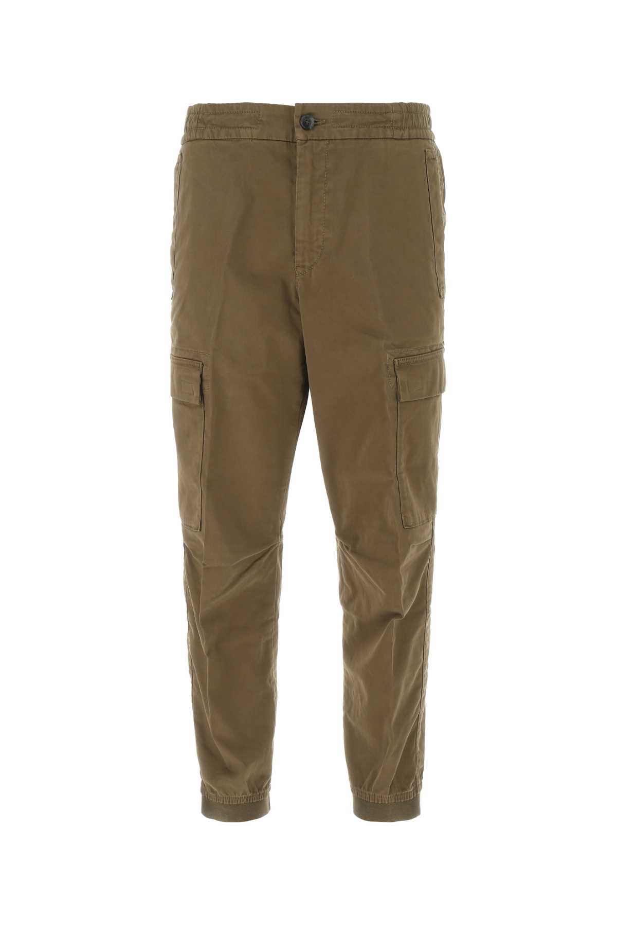 Brown Stretch Cotton Cargo Pant