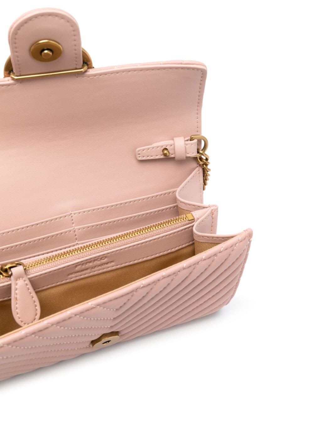 Shop Pinko Love Bag Chevron Crossbody Bag In Pink