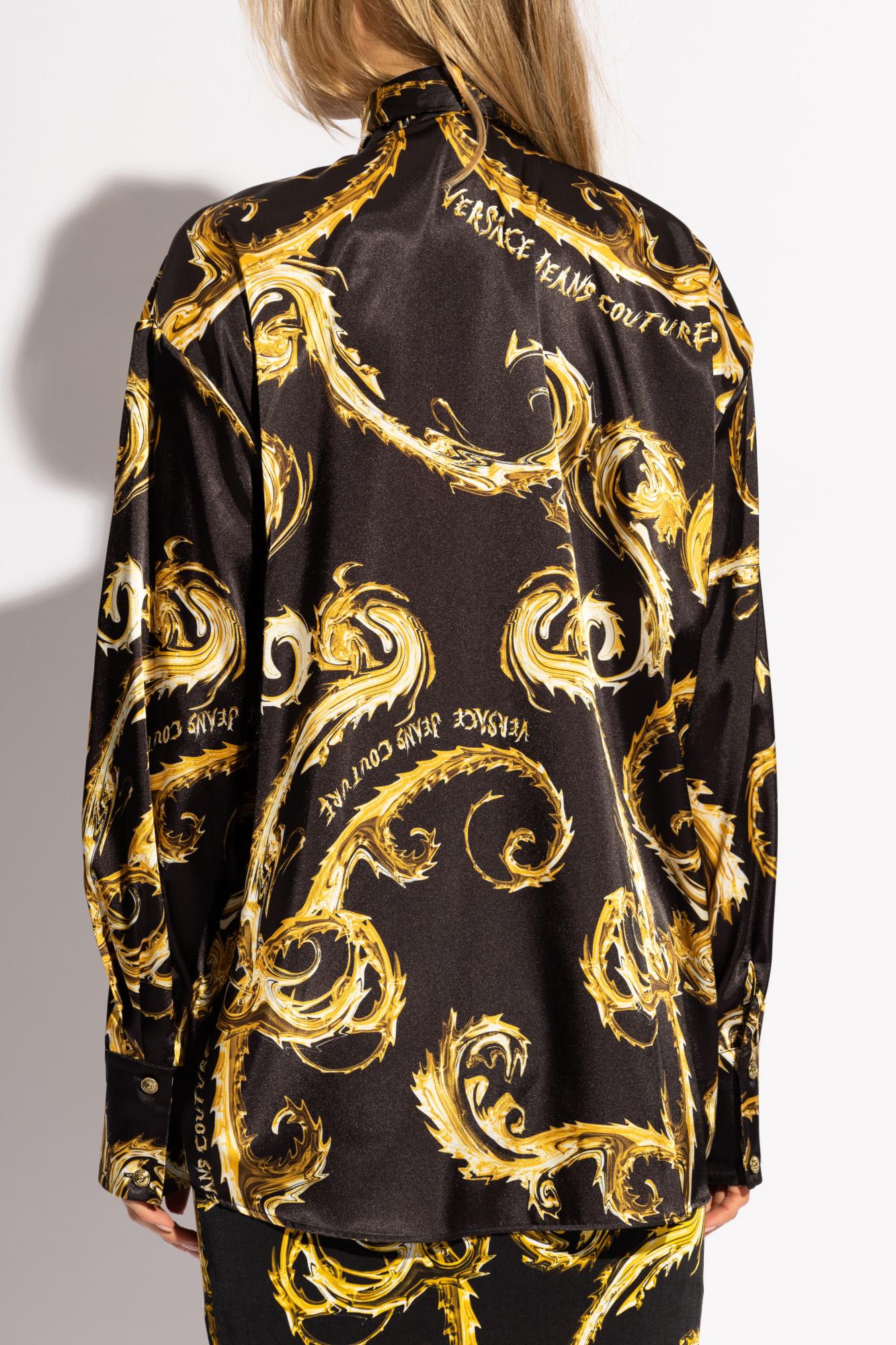 Shop Versace Jeans Couture Tie-up Shirt In Black