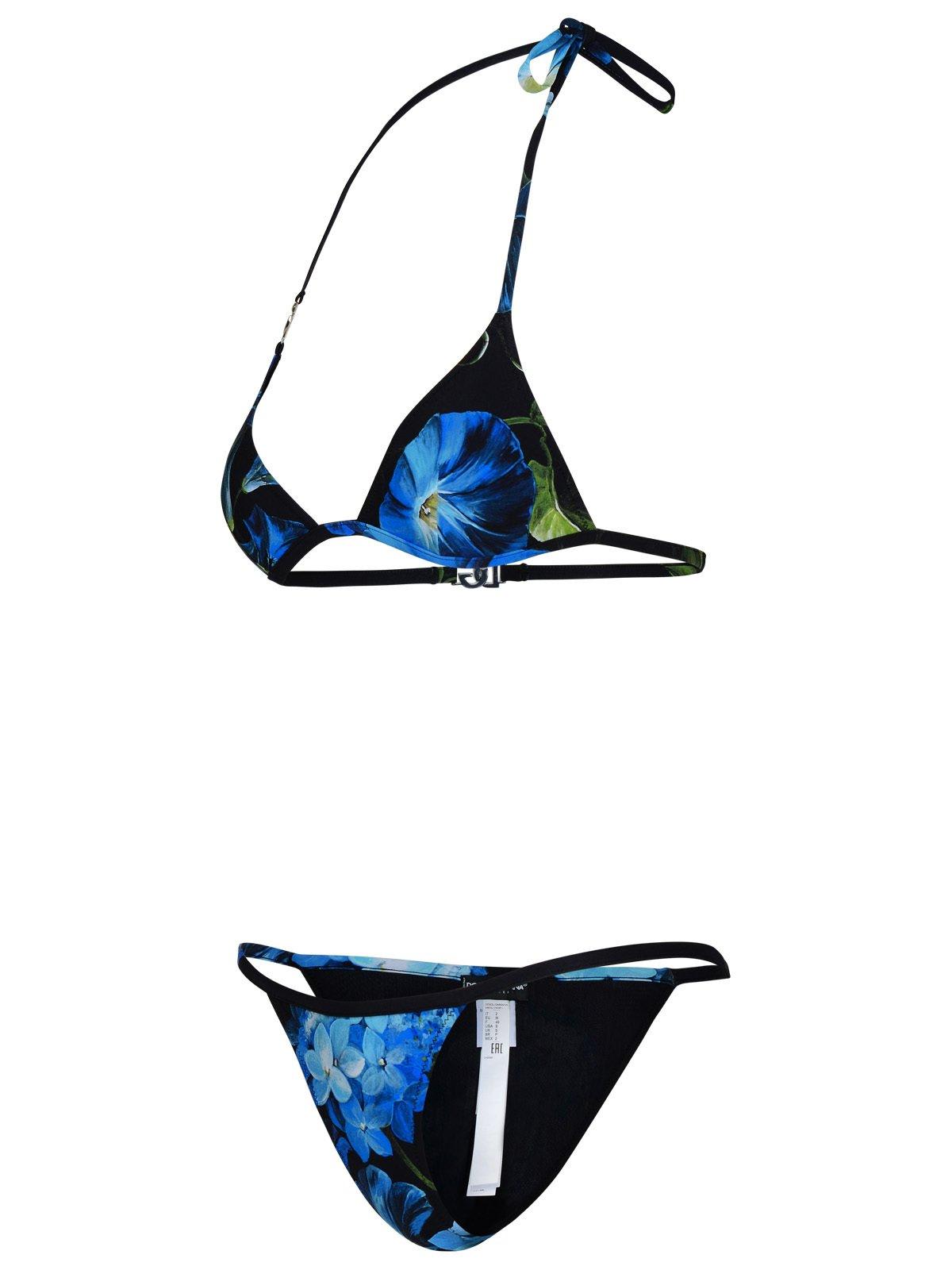 Shop Dolce & Gabbana Bluebell Printed Bikini Set In Black