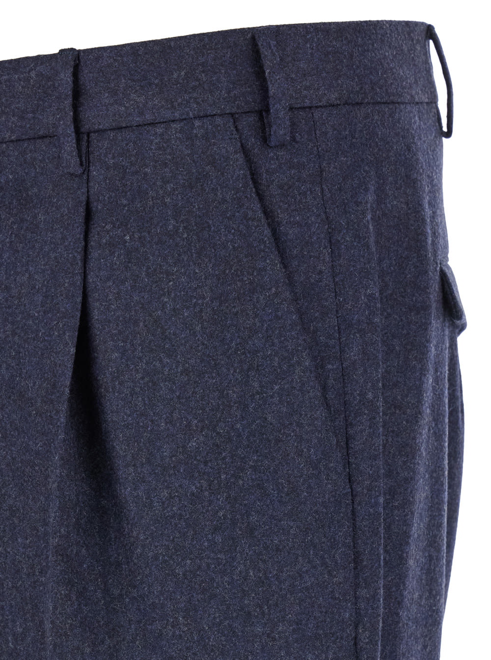 Shop Pt Torino Dark Blue Slim Pants With Concealed Closure In Fabric Man