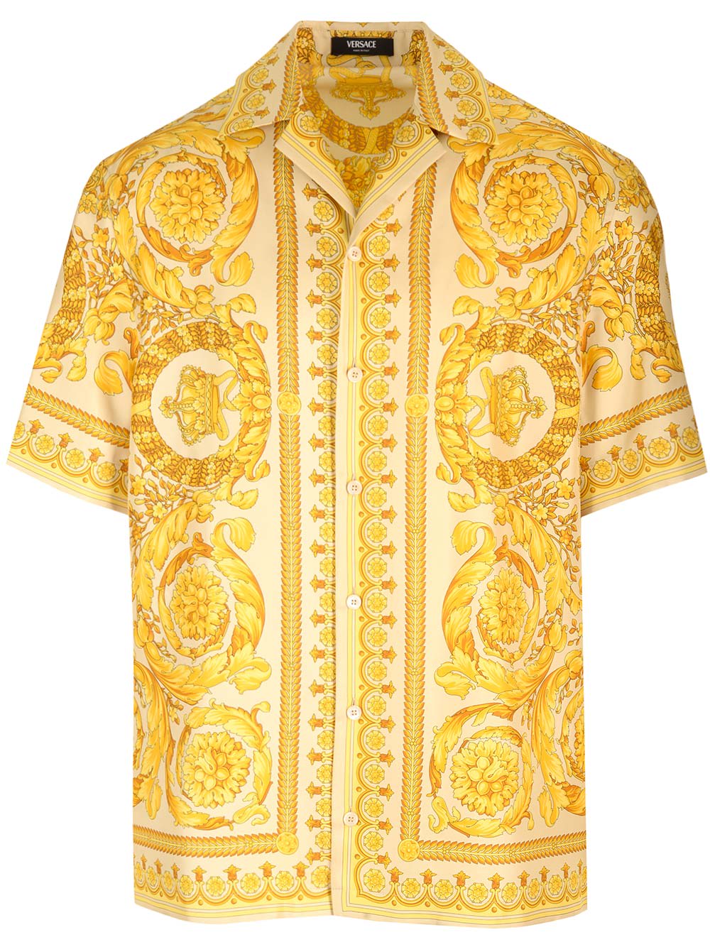Shop Versace Silk Shirt In Golden