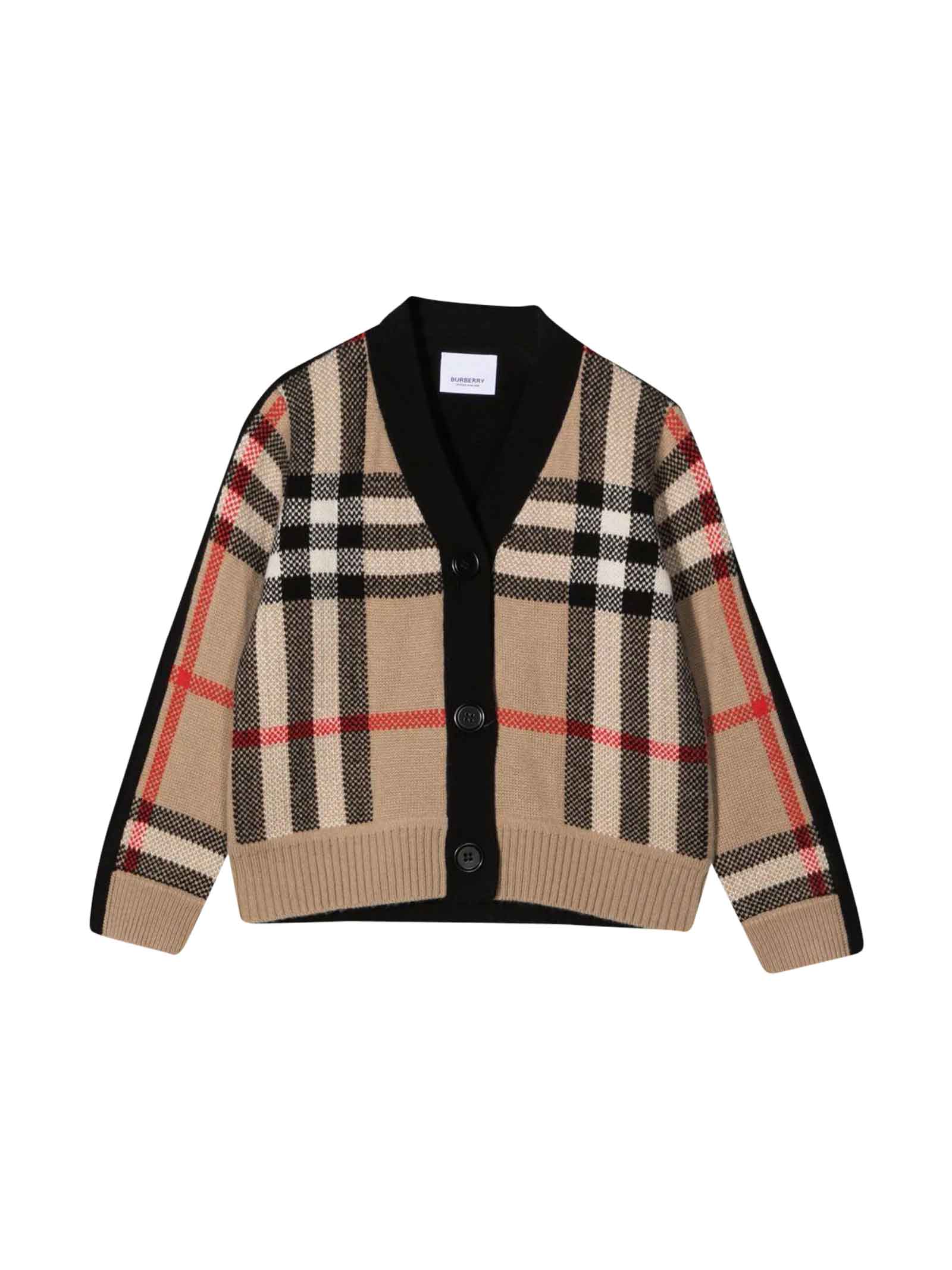 Burberry Beige Checked Cardigan
