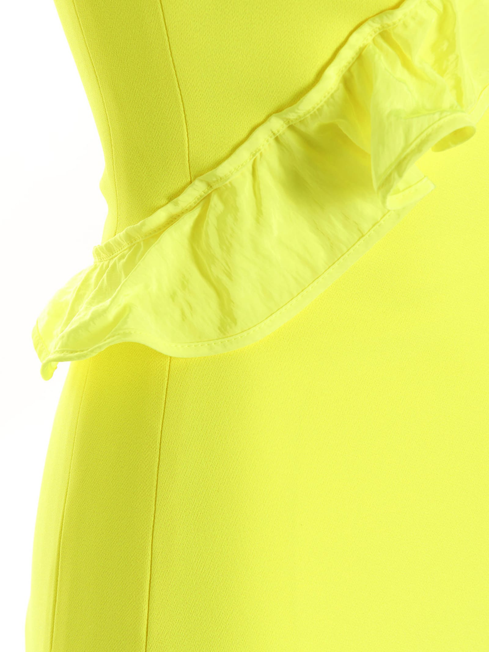 Shop David Koma Crossbody & Open Leg Ruffle Detail Dress In Yellow