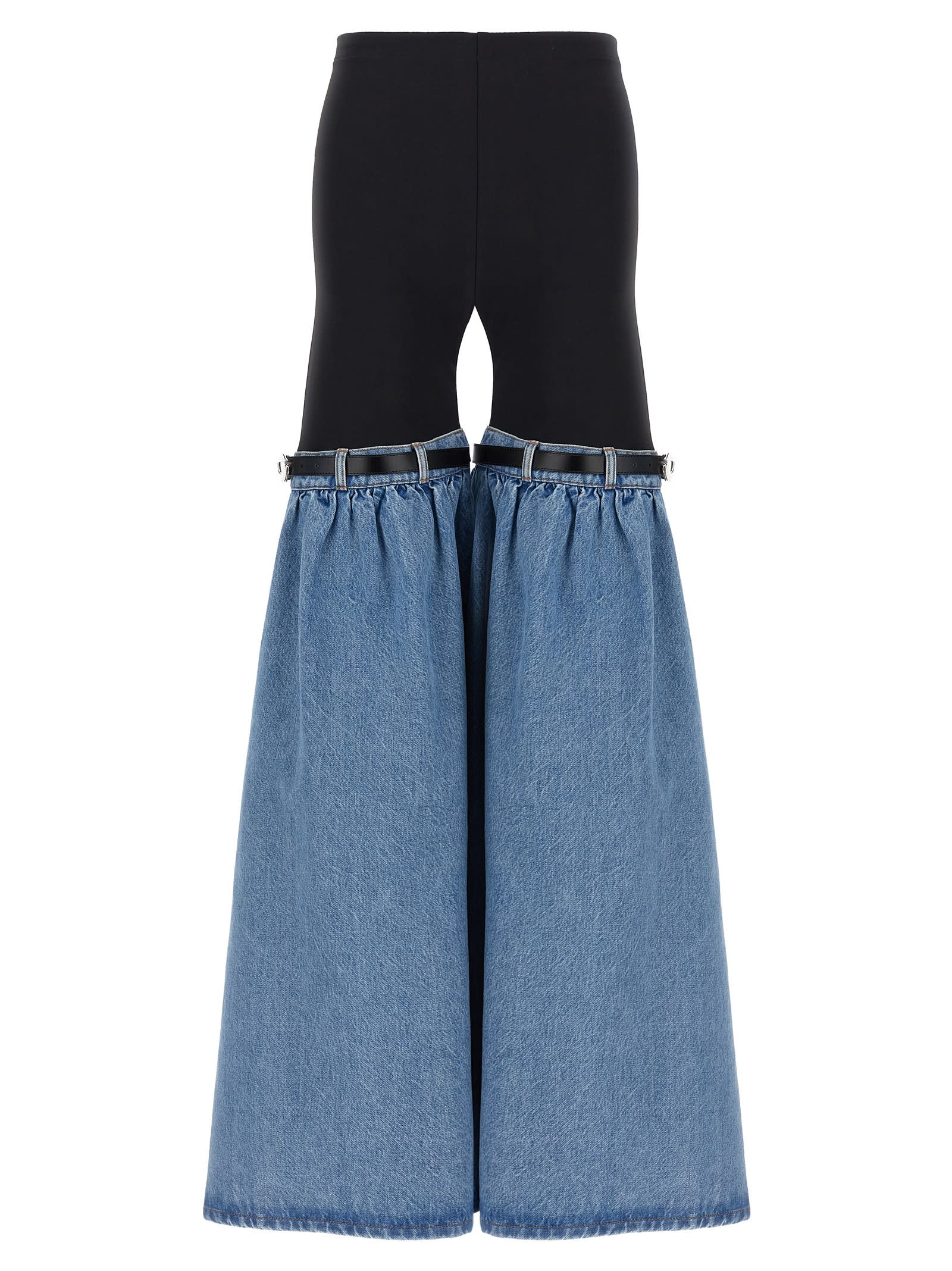 Shop Coperni Hybrid Denim Flare Pants In Multicolor