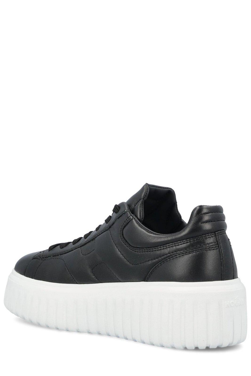 Hogan H-stripes Embellished Lace-up Sneakers In B999