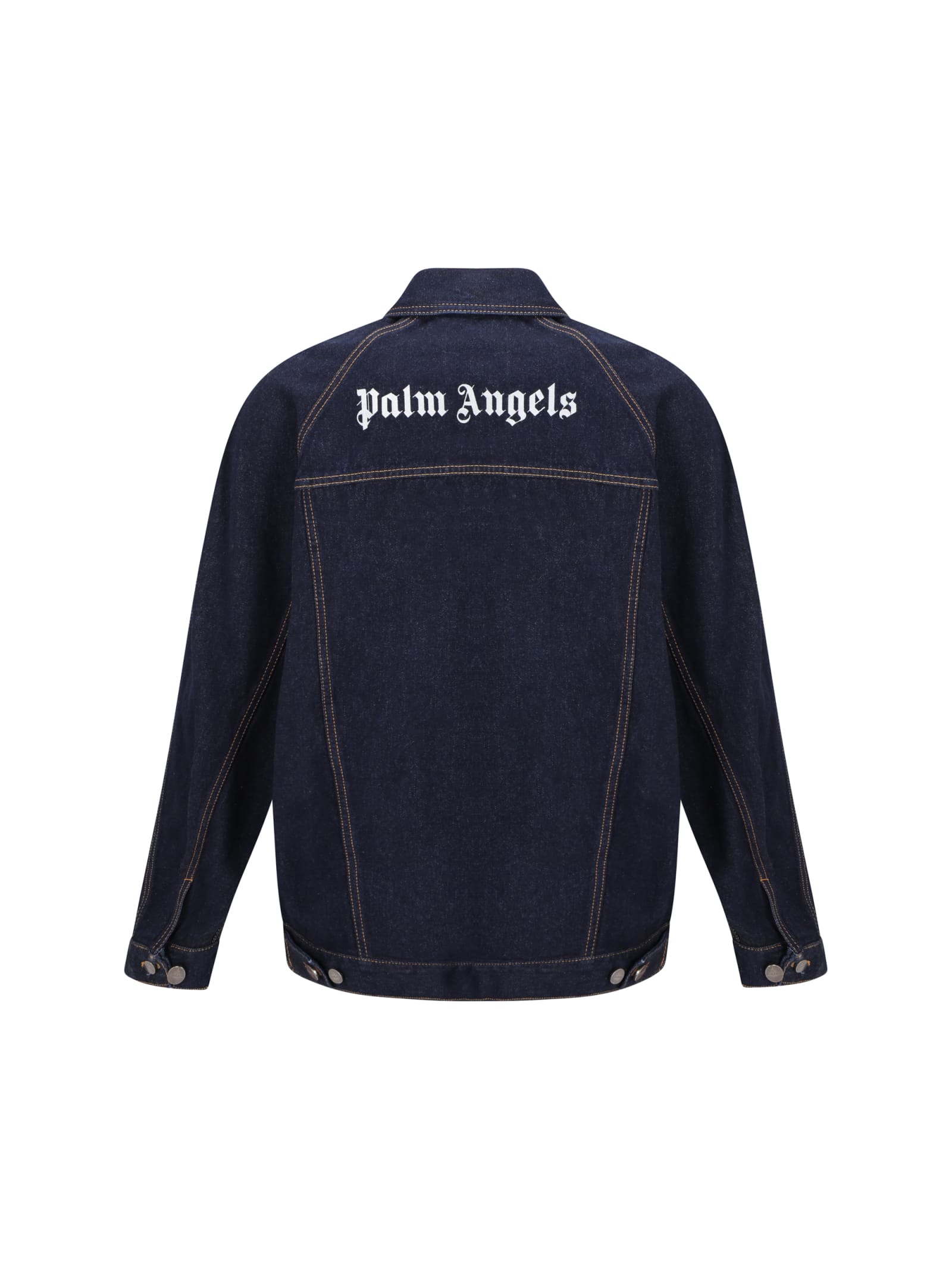 Shop Palm Angels Denim Jacket In Navy
