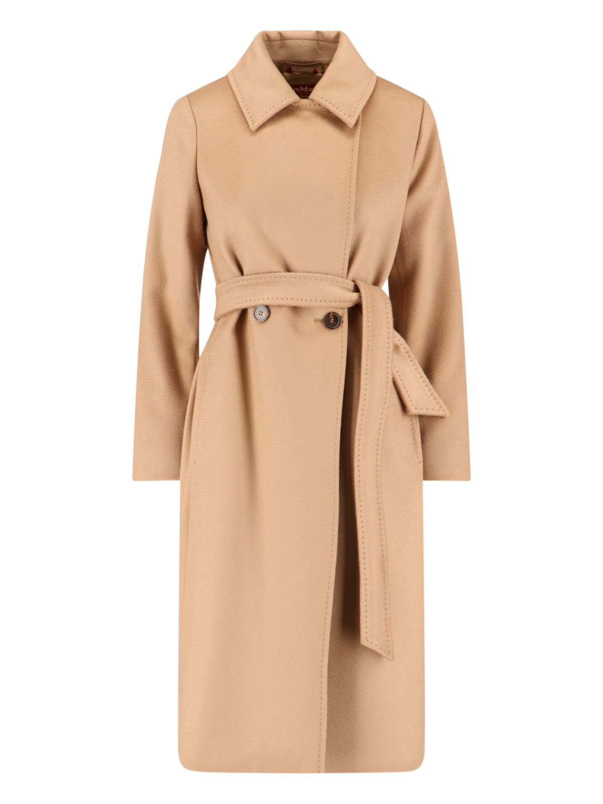 Max Mara Long Length Belted Waist Jacket In Brown