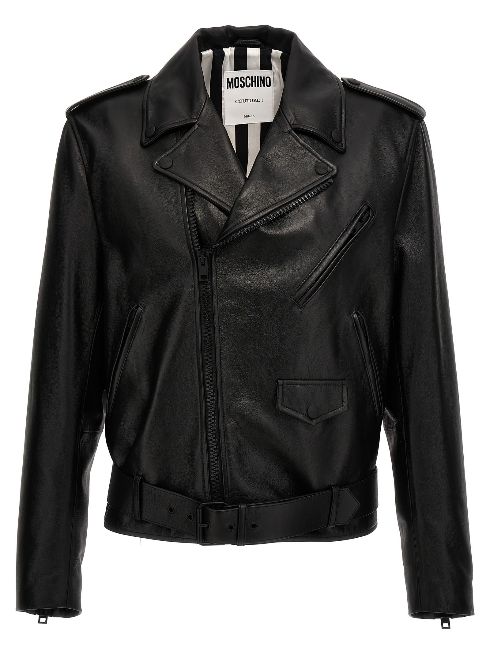 MOSCHINO IN LOVE WE TRUST LEATHER JACKET
